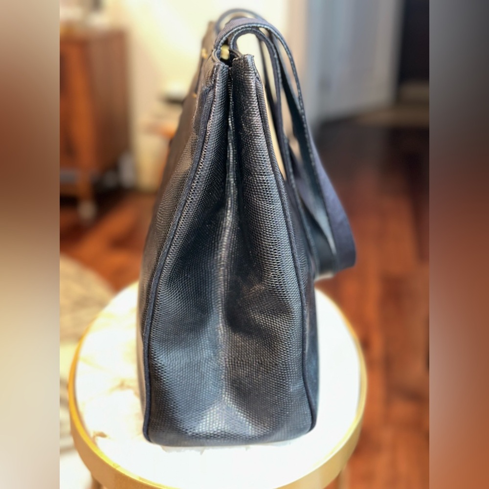 Salvatore Ferragamo Lizard Embossed Vara Bow Tote + Matching Wallet | 2 Pieces - Picture 4 of 16